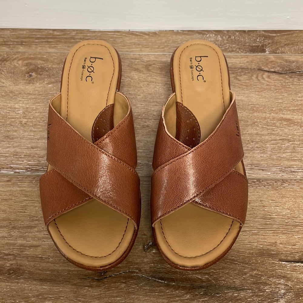 New BOC Born Black Sandals Size 7 Audrey Wedges - Picture 2 of 8